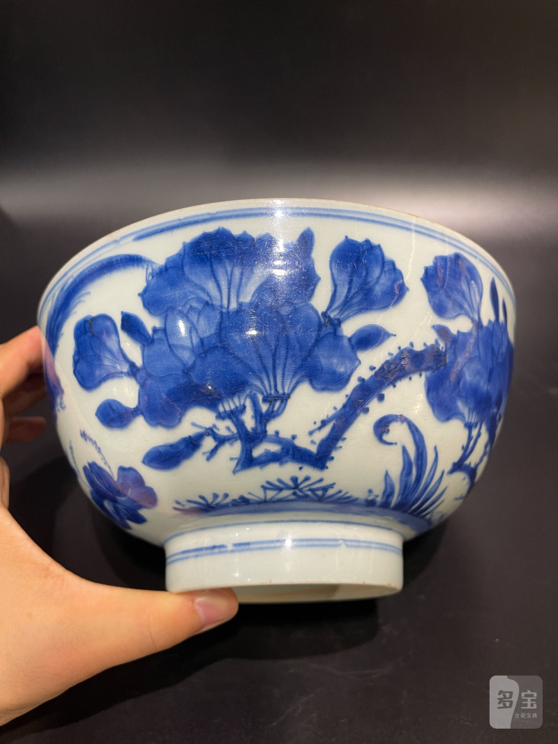 清康熙 青花锦鸡牡丹纹大碗 - 图11